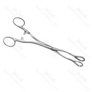 Heywood Smith Tongue Clamp 215mm Serrated Fenestrated Screw Lock With Ratchet