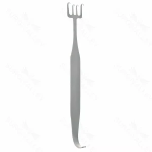 Freeman Rake Retractor, Flat Handle, 4 Prongs, 1 1/2″ (3.8cm) wide all prongs in line, 7″ (18cm)