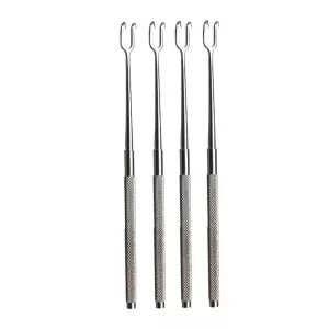 Set Of 4 Joseph Double Shin Hook 17 cm, (2mm, 5mm, 7mm, 10mm) Plastic Surgery Instruments