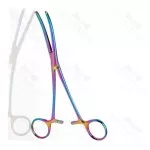 Rochester Carmalt Forceps Curved 8" Rainbow Coated