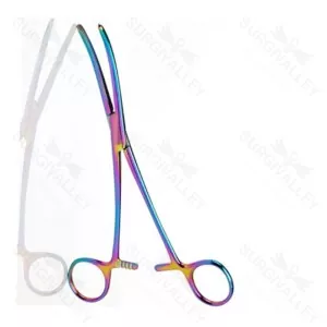 Rochester Carmalt Forceps Curved 8" Rainbow Coated