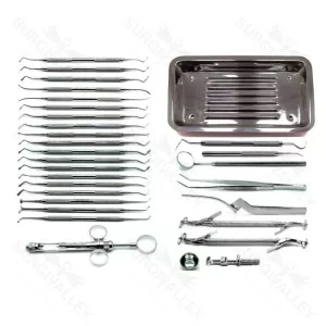 Dental Amalgam & Composite Restorative Tray Setup Stainless Steel Instruments Set Of 30 Pcs