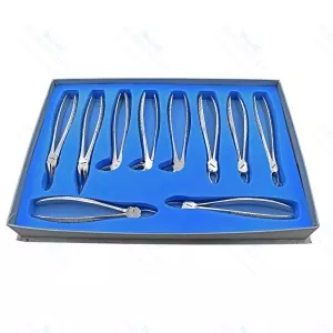 Tooth Extracting Forceps Kit of 10 Pcs light weight handle Dental Instruments