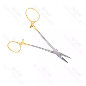Single Use Disposable Converse Needle Holder Straight 15mm Vertically Serrated Jaws Large Rings Ratchet Lock