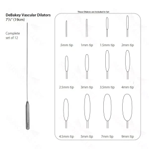 7 1/2″ Debakey Vascular Dilator – set of 12