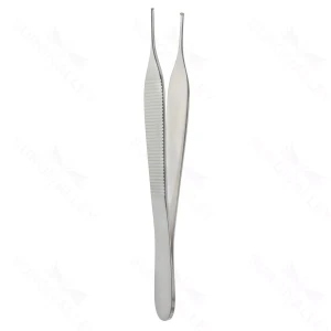 Adson-Gewebezange 4 3/4" gerade, 1x2 Zähne, flacher Griff, ebonisierte Oberfläche zur Blendungsreduzierung – surgivalley (027210176)