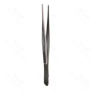 Brigham-Gewebezange 5 5/8" gerade, 1x2 Zähne, halb-scharfes Präparationsende, flacher Griff – surgivalley (001210376)