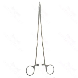 micro needle holder 4 1/8" extra delicate curved 7.5mm TC dusted jaws 6.0mm diameter round handle, without lock titanium – surgivalley (003050152)