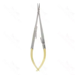 5 1/2" Castroviejo Golden Grip Needle Holder curved smooth with lock – surgivalley (003210737)