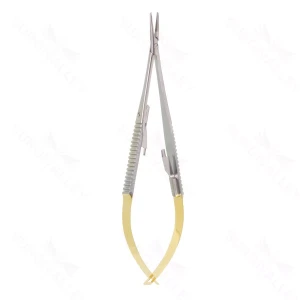 5 1/2" Castroviejo Golden Grip Needle Holder straight serrated with lock – surgivalley (003210733)
