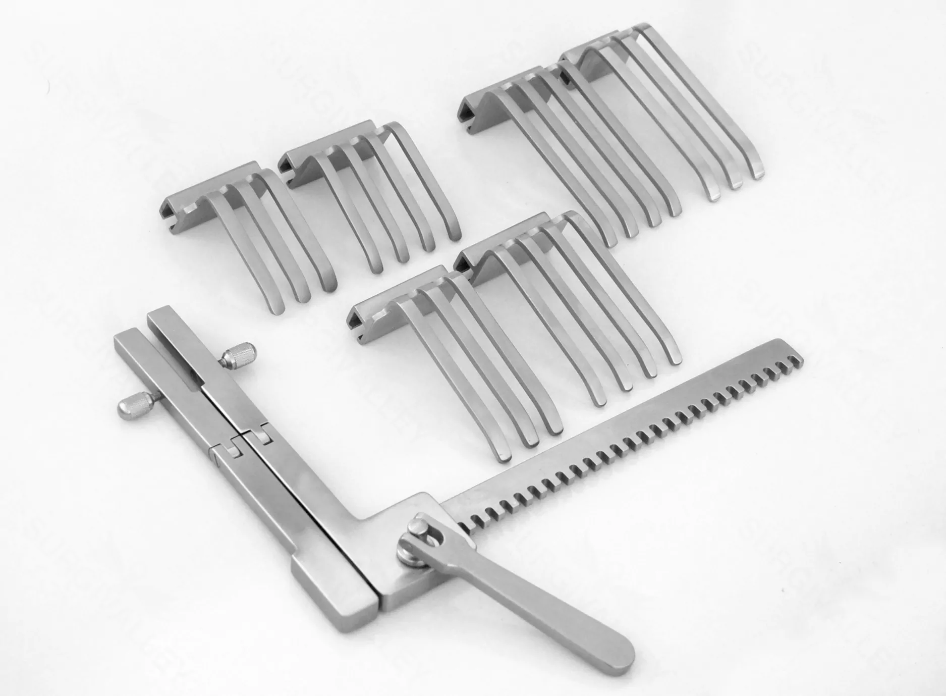 French Model Laminectomy Retractor Set With Hinged Arms & Six Blades