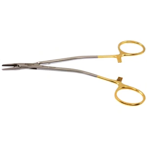 Parell intra-nasal needle holder 6" angled shanks straight tapered 1.5mm TC jaws gold ring handle – surgivalley (003050192)