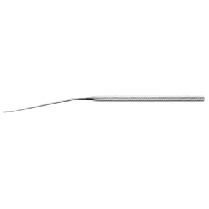 Schuknecht inWhirlybird''excavator 6 3/8" angled shaft, slightly curved, offset to the right small 0.75mm wide blade round handle – surgivalley (999030010)