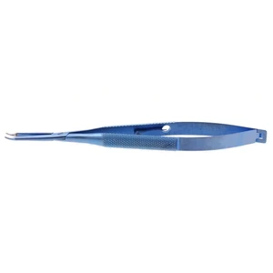 Apt microsurgical needle holder 5 1/8" delicate, strongly curved 5.5mm TC dusted jaws 28.0mm from mid screw to tips round handle with lock titanium – surgivalley (003050125)