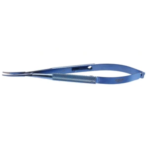 Apt microsurgical needle holder 5" delicate, slightly curved 6.5mm TC dusted jaws 23.0mm from mid screw to tips round handle with lock titanium – surgivalley (003050122)
