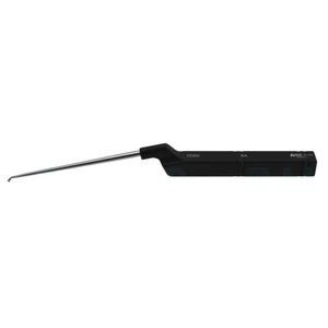 Karlin microdisectomy cervical curette 9 1/2" extra large working length 104.0mm, backward angled size #4/0 rounded corners flat sides, offset black aluminum handle – surgivalley (008090073)