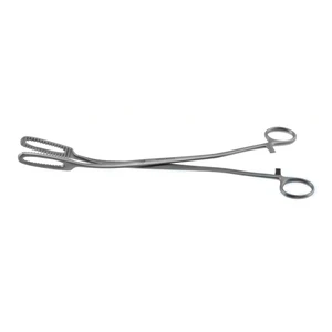 Bierer ovum forceps 11" straight serrated 16.0mm wide jaws ring handle with ratchet catch – surgivalley (001090080)