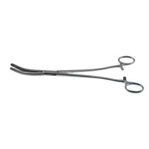 Pinzas de histerectomía Heaney-Ballentine 10 1/2" curvas, mandíbulas dentadas longitudinalmente con un solo diente, mango de anillo – surgivalley (001090073)