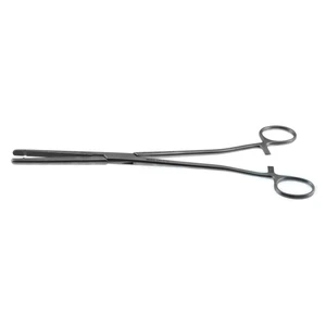 Pinzas de histerectomía Heaney-Ballentine 10 1/2" ejes rectos mandíbulas dentadas simples con serraduras longitudinales mango de anillo – surgivalley (001090085)