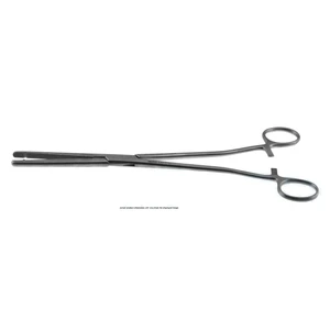 Pinzas de histerectomía Heaney-Ballentine de 14" rectas, mordazas dentadas longitudinalmente con un solo diente y mango de anillo – surgivalley (001090082)