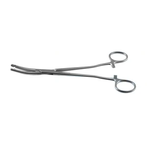 Pinzas de histerectomía Heaney-Ballentine 8 1/4" curvas mandíbulas dentadas longitudinalmente con un solo diente mango de anillo – surgivalley (001090076)