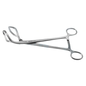Pinzas elevadoras uterinas Somers de 9" curvas, mandíbulas dentadas perforadas, mango de anillo – surgivalley (001090087)