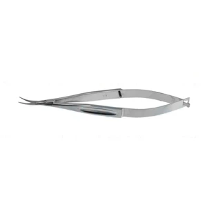 Azar corneal scissors 4 1/2" universal medium model curved 16.0mm blades blunt tips, calibration markings at 1 to 6.0mm flat handle – surgivalley (002040262)