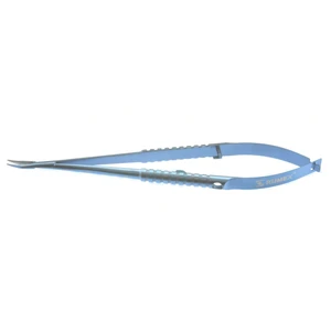 Barraquer needle holder 4 7/8" curved 8.0mm jaws round handle with lock titanium – surgivalley (003040032)