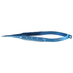 Barraquer needle holder 5 1/4" heavy straight 8.5mm TC dusted jaws round handle, without lock titanium – surgivalley (003040033)