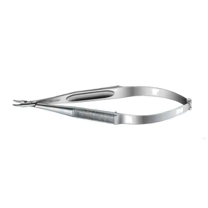 Barraquer needle holder 5 1/8" standard curved 8.0mm grooved jaws round handle, without lock – surgivalley (003050137)