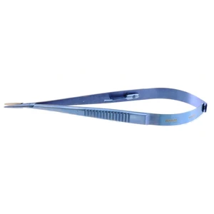 Castroviejo needle holder 5 3/8" medium straight 11.5mm TC dusted jaws flat handle with lock titanium – surgivalley (003050156)