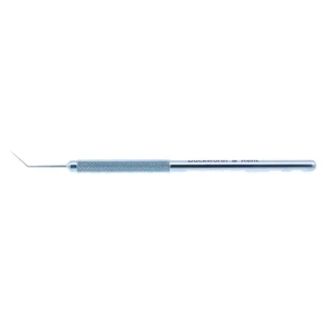 D&K Fenzl iris & IOL hook 4 5/8" angled shaft 9.0mm from bend to tip 0.13mm T-shaped tip round handle titanium – surgivalley (002040169)