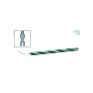 D&K Rana-Ota nucleus dividing hook 4 1/2" angled 40° shaft 1.75mm vertical paddle shaped divider with slot 11.0mm bend to tip round handle titanium – surgivalley (005212397)