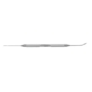 Eippert femtosecond incision spatula 4 3/4" double-ended, one straight and one slightly angled shaft 8.0mm from bend to tip 1.0mm and 2.0mm pointed tips, beveled edges round handle – surgivalley (999060106)