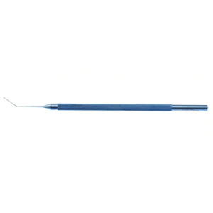 Fenzl lens manipulating hook 4 1/2" angled shaft 10.0mm from bend to tip 0.2mm diameter T-shaped tip round handle titanium – surgivalley (005040012)
