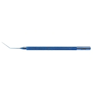 Rosenthal-Sinskey reverse hook 4 3/8" angled shaft 14.0mm from bend to tip angled up 400 micron tip round handle titanium – surgivalley (005040026)