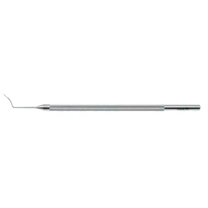Slade femtosecond laser spatula 4 1/2" vaulted shaft 22.0mm from bend to tip flattened tip to open the main and side port incisions round handle – surgivalley (205060001)