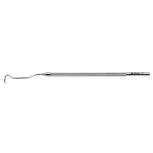 Suh strabismus muscle hook 5" for use in the right hand angled 30º offset 7.0mm shaft 0.55mm wide grooved track, semi-sharp dissecting tip round handle – surgivalley (005212410)