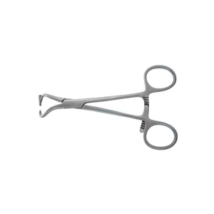 Knochenrepositionszange 5 1/2" mit gebogenen Branchen und 0.047" (1.2mm) K-Draht-Führungsring, Ringgriff mit Sperre – surgivalley (001212709)
