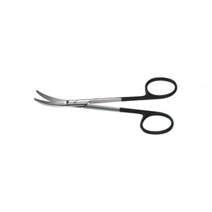 Fomon lateral scissors 5" curved Superior-Cut blades micro serrated lower blade blunt tips black ring handle – surgivalley (002211578)