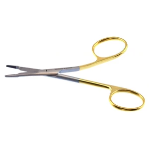 Foster-Gillies needle holder/suture scissors 4 3/4" straight serrated TC jaws, one angled finger gold ring handle – surgivalley (002070103)