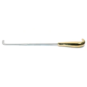 Disector mamario Tebbetts-style de 13", eje maleable angulado, espátula tipo palo de hockey, longitud de trabajo 216mm, mango con agarre dorado – surgivalley (017210154)