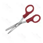 Nurses Bandage And Cloth Scissors Straight 145 mm Blunt Plastic Handles Red Non Sterile Reusable